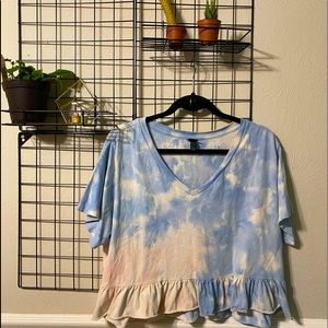 Cropped Tie Dye Ruffle Top
